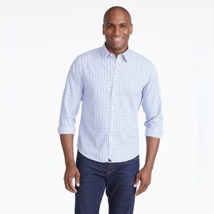 Untuckit Wrinkle Free Durif Shirt In Blue Navy And White Check Size Large